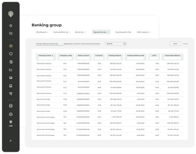 Electronic bank account management with selected banks