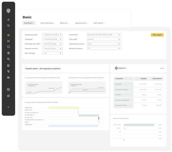 Centrally create treasury reports utilizing all available data