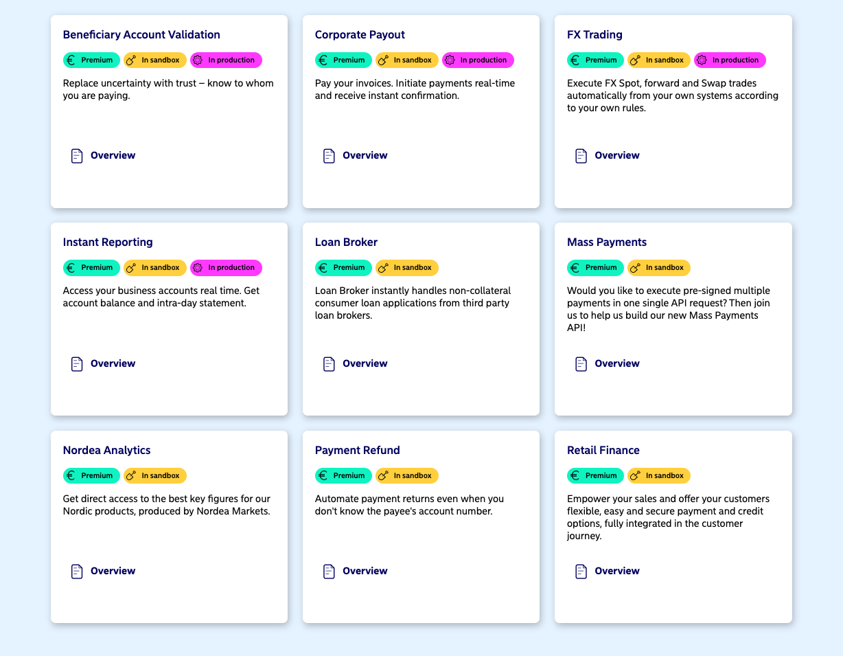 Nordea API offering